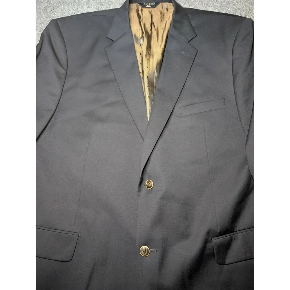 Joseph & Feiss Gold Mens 48R Regular 100% Wool Black Blazer Jacket‎ Sport Coat